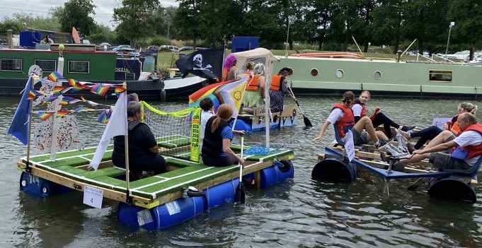 The crew on the raft