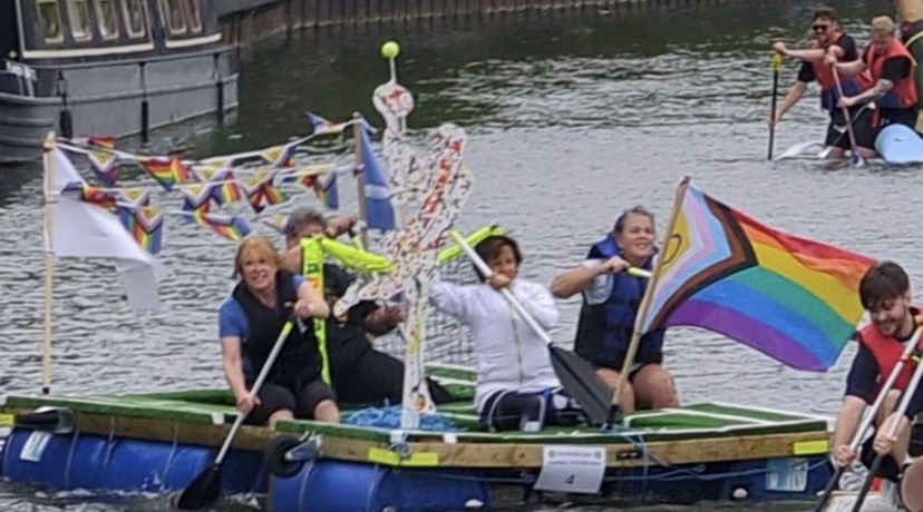 The crew on the raft